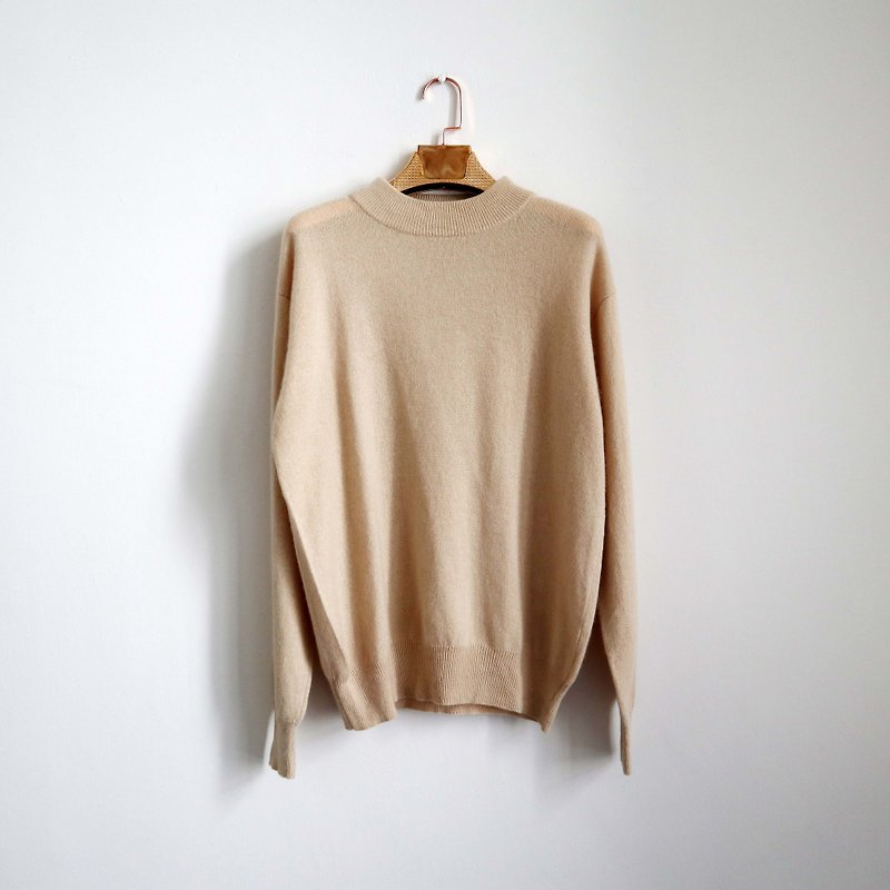 Pumpkin Vintage. Ancient beige Cashmere cashmere pullover sweater - สเวตเตอร์ผู้หญิง - ขนแกะ 