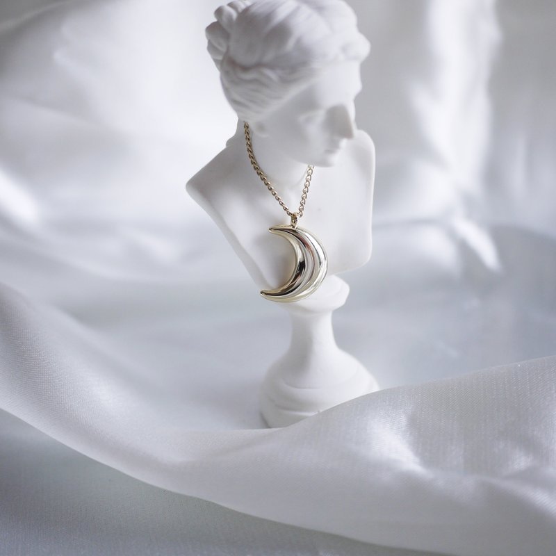 實心月亮淡金色項鍊 - 項鍊 - 其他金屬 金色