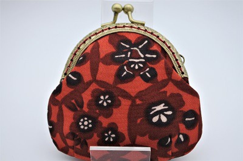 Gamaguchi made from kimono - กระเป๋าใส่เหรียญ - ผ้าฝ้าย/ผ้าลินิน สีแดง