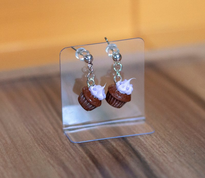 Miniature Food Earrings Stud Earrings - Pocket Simulation Food Earrings Purple Cream Cake - Earrings & Clip-ons - Clay Orange