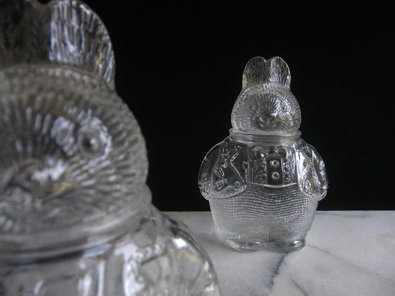[OLD-TIME] Early Taiwan-made glass rabbit candy jar spice jar - Storage - Other Materials 