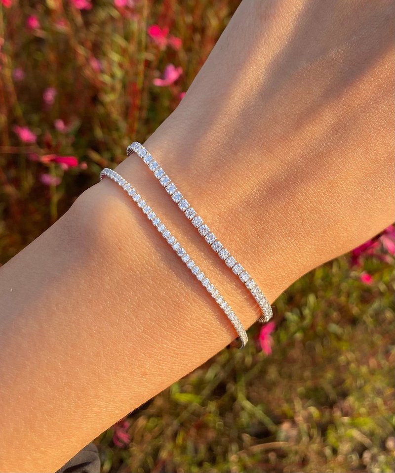 【Hot Sale】【Handmade】Classic 2mm Tennis Bracelet - 5A Belgian Stone - สร้อยข้อมือ - ทองแดงทองเหลือง 