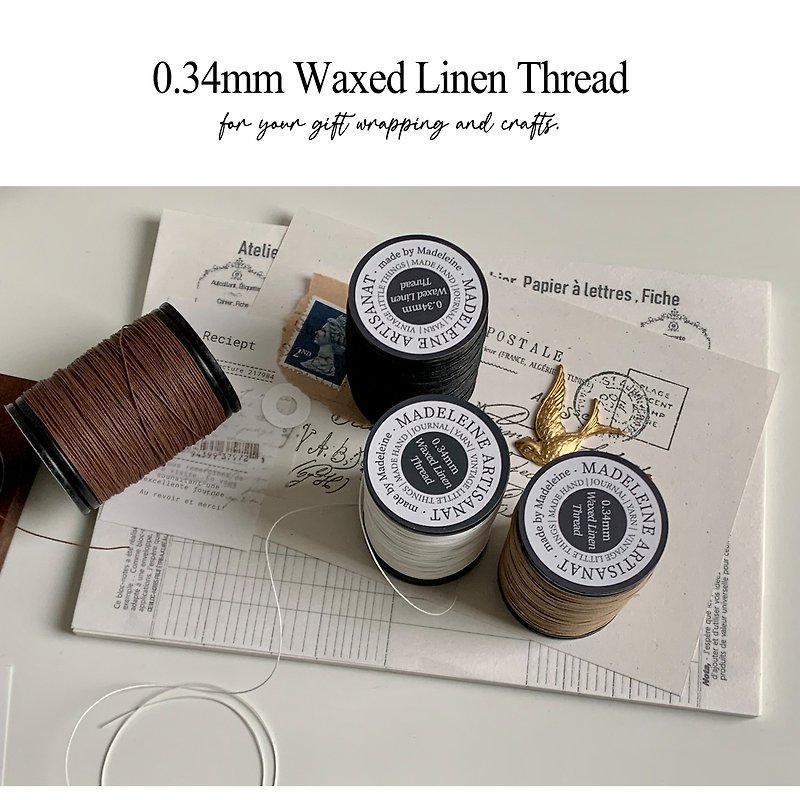 0.34mm Waxed Linen Thread - 筆記簿/手帳 - 繡線 