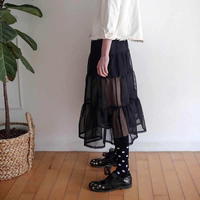 Net skirt Peng Peng skirt skirt - imakokoni - Skirts - Cotton & Hemp Black