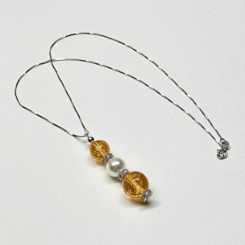 [Scorpio Sagittarius | November | Falling Moon] Citrine Freshwater Pearls Classical Silver Plating Gathers Wealth - Necklaces - Semi-Precious Stones Yellow