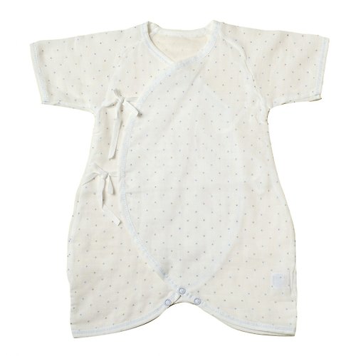 Newstar明日之星 點點綁帶連身服-100%純棉紗布嬰兒連身衣(短袖短褲)-寶寶新生兒3M