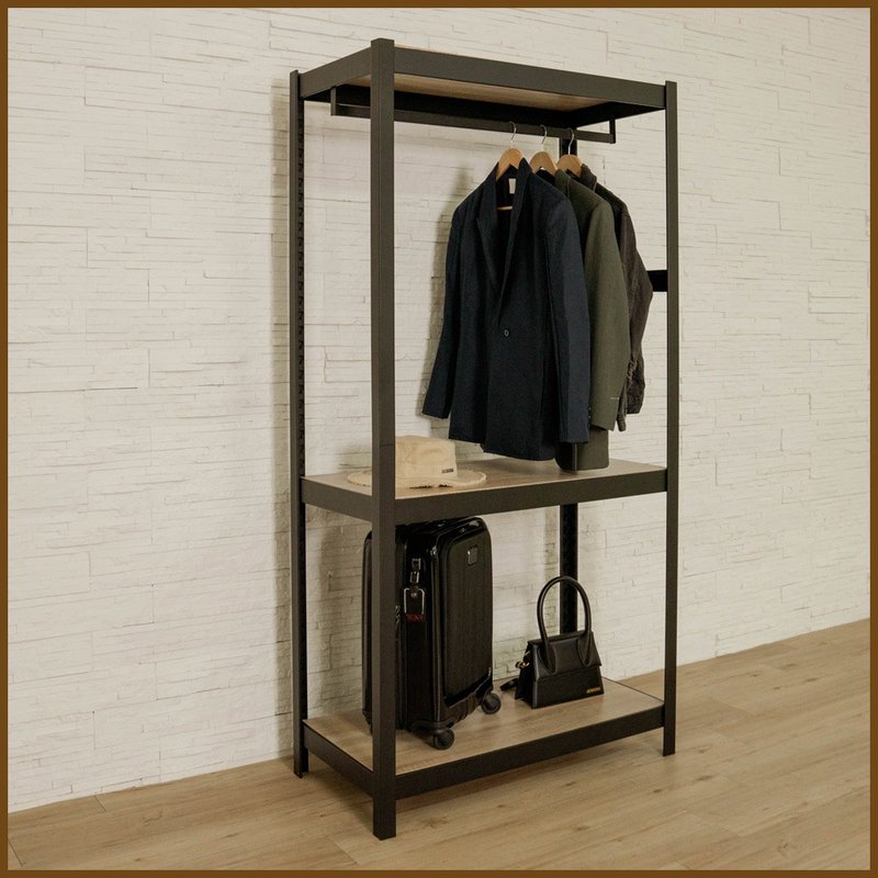 【ikloo】Industrial style four-layer angle steel rack/hanger-with hanging rod - Shelves & Baskets - Other Materials 