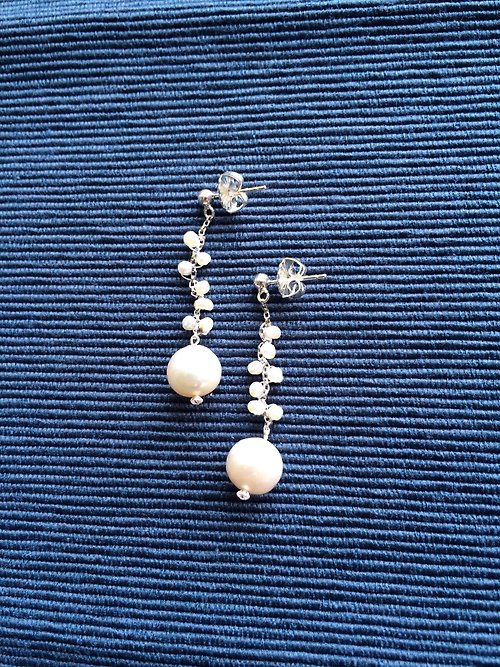 irisjjewellery 自家設計100%手工製925純銀雨季系列淡水珍珠耳環