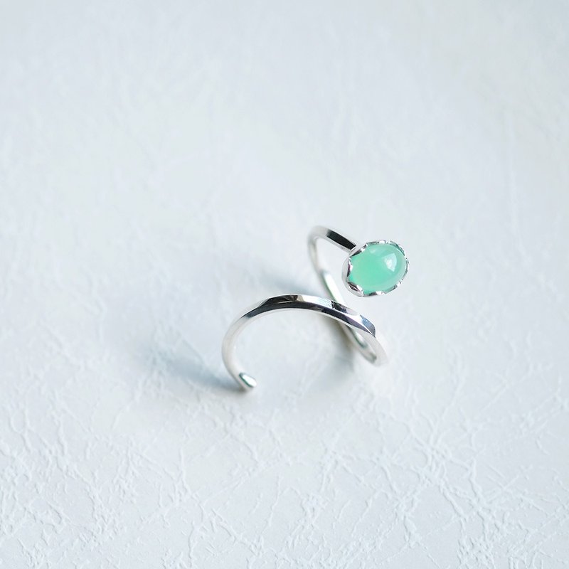 Australian jade double ring Silver 925 - แหวนทั่วไป - โลหะ สีเขียว
