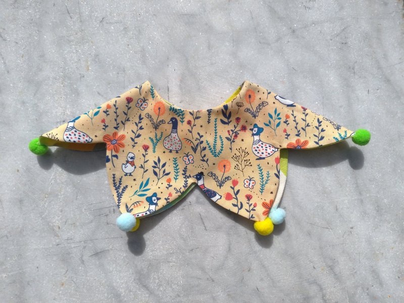 Duck Garden (yellow) pet double-sided adjustable scarf/bow tie [P231130] - Collars & Leashes - Cotton & Hemp Multicolor