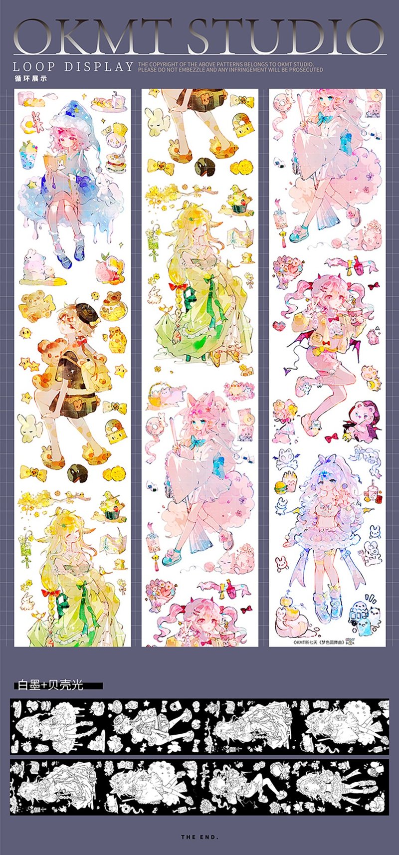 OKMT New Seven Days Sticker Notebook Tape Dream Waltz-PET Shell Light-6cm*5m-61cm Circular - Washi Tape - Plastic 