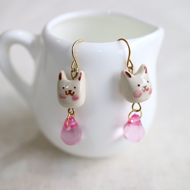rabbit earring - Earrings & Clip-ons - Pottery 