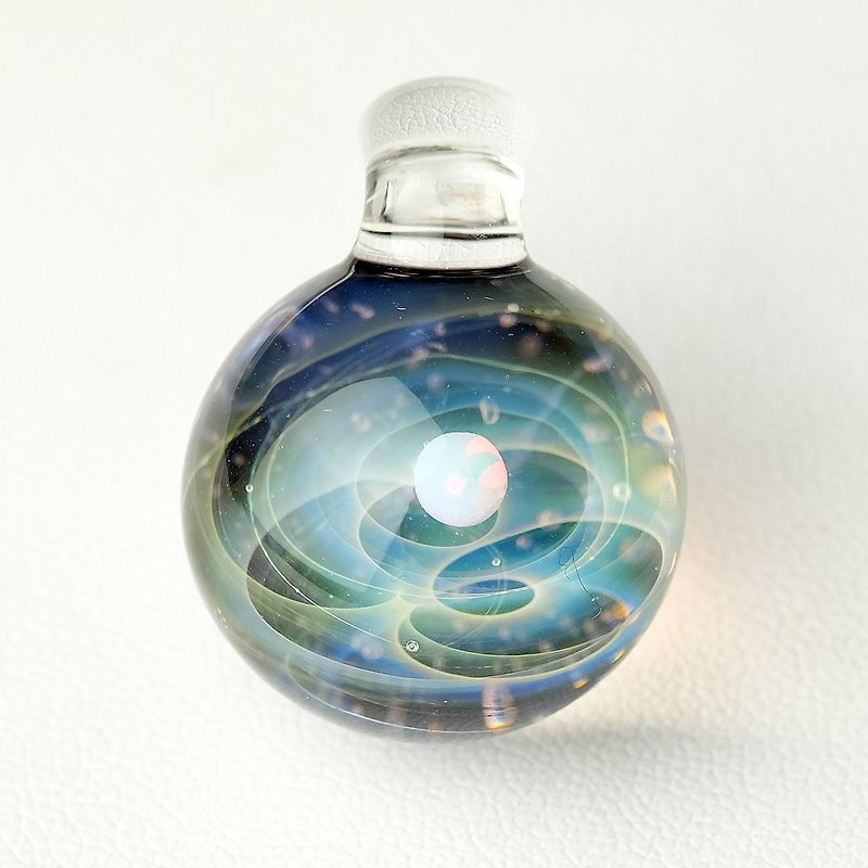Universe Planets Space Handmade Lampwork Glass Pendant - Necklaces - Glass Black