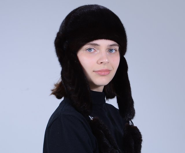レディース冬暖かい本物の毛皮の帽子、ミンク毛皮の女性用ロシア帽