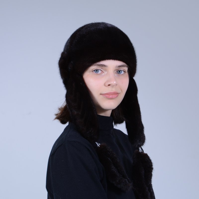 Womens Winter Warm Real Fur Hats, Women's Ushanka of mink fur, Ushanka handmade - 帽 - 其他材質 咖啡色