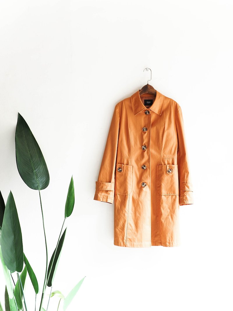 Kawasui - Kanagawa Chengqing Sentimental Spring Love Sisters Antique Thin Trench Coat trench coat_coat dustcoat jacket coat oversize vintage - Women's Casual & Functional Jackets - Polyester Orange