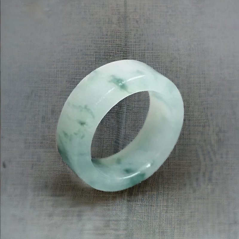 Ice type floating blue flower jade ring ring | International 12 size | Natural Burmese jade jade A grade | Gift giving - General Rings - Jade Transparent
