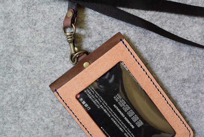 YOURS Straight ID Card Holder Cork + Dark Wood Leather - ID & Badge Holders - Genuine Leather 