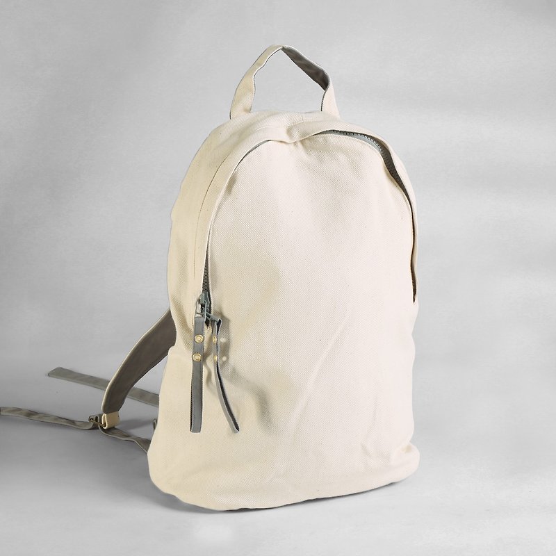 New Color Launched - Lightweight Backpack / Beige - กระเป๋าเป้สะพายหลัง - ผ้าฝ้าย/ผ้าลินิน ขาว