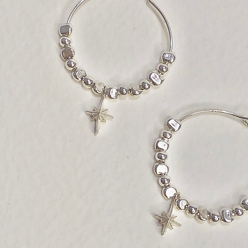 || chun x chun || × shiny × 925 sterling silver meteorite ring wishing star earrings - ต่างหู - เงินแท้ สีเงิน