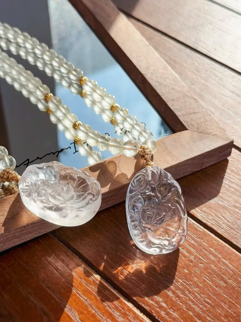 已開光白水晶九尾狐仙項鍊斬爛桃花丨彌雅原創設計 - 項鍊 - 水晶 白色