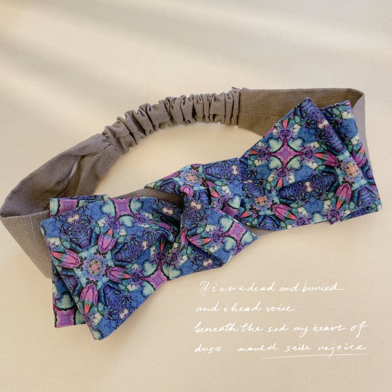 Aifeimi patented design - adjust the tightness of the kaleidoscope bow headband - ที่คาดผม - ผ้าฝ้าย/ผ้าลินิน สีม่วง