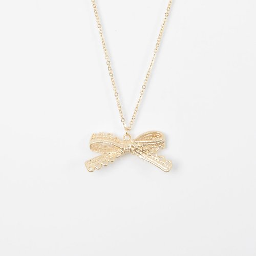 armeiLittleThings 蕾絲。蝴蝶結。金 項鍊 Lace。Gold Bow Necklace