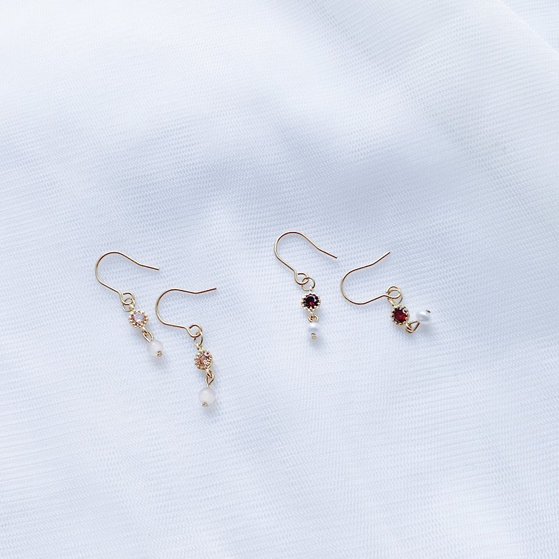 SL321 Light you up Mini Gemstone Earrings 2 Color Change Clip Please see the instructions - ต่างหู - โลหะ 