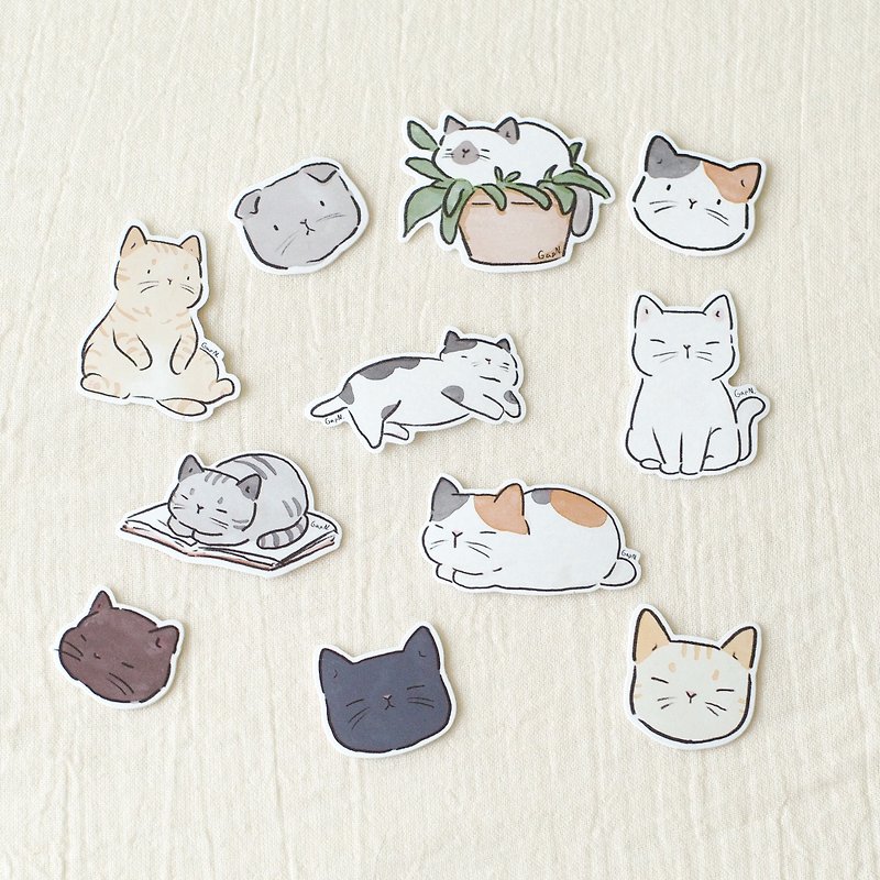 Random Cat Sticker 2023 collection - สติกเกอร์ - วัสดุกันนำ้ สีนำ้ตาล
