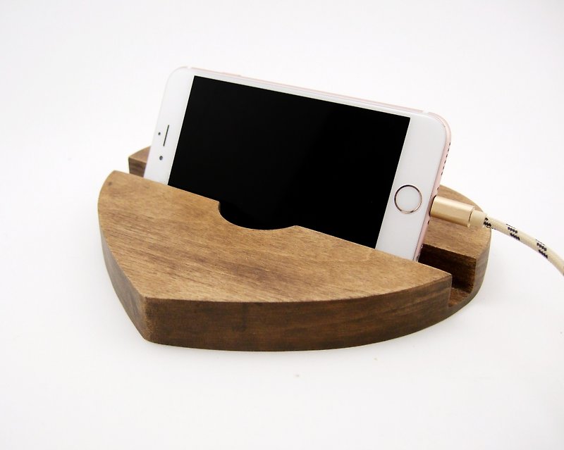 Heart shaped wood tablet stand Christmas gift iPad Desktop organizer - Phone Stands & Dust Plugs - Wood 