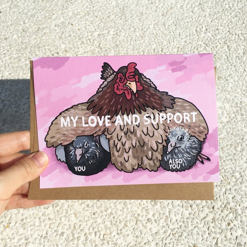 การ์ดอวยพรลายไก่ My love and support for you - การ์ด/โปสการ์ด - กระดาษ 