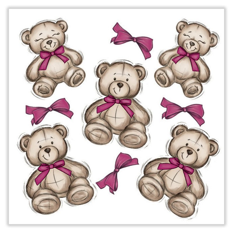 Ribboned bear sticker (nanass) - สติกเกอร์ - กระดาษ สีกากี