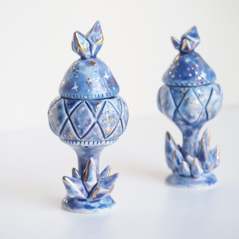 迷你星空戒指盒 - 擺飾/家飾品 - 瓷 藍色