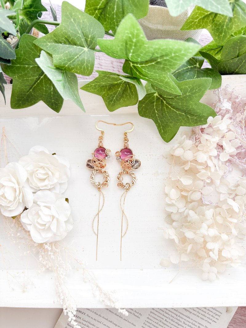 花香殘留 - 耳環/耳夾 - 其他材質 金色