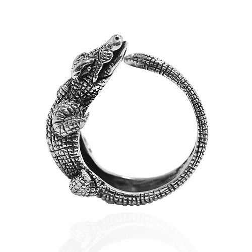 Argent安爵銀飾工房 小銀鱷 動物造型 立體雕刻 純銀戒指|戒指推薦 鱷魚(單只價)
