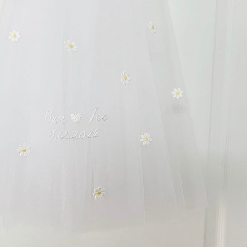 Classic Daisy Veil : Wedding bridal veil - 髮夾/髮飾 - 繡線 