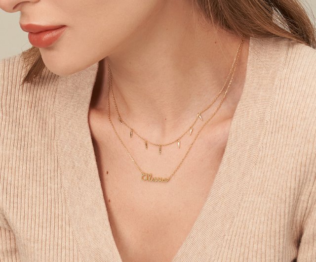 人気のタッセルネックレスK18WGダイヤネックレス