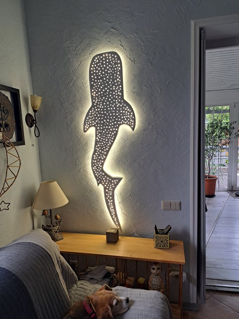 Whale shark wall led light - 燈具/燈飾 - 木頭 卡其色