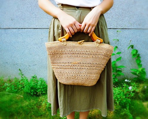 Kiki Leather-Trimmed Woven Raffia Backpack