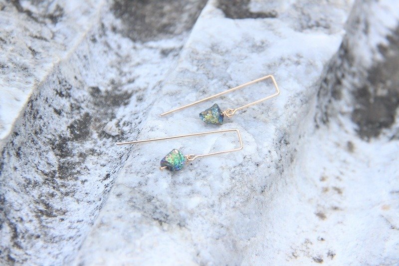 Simple titanium colored pyrite earrings / Titanium Pyrite earring - Earrings & Clip-ons - Gemstone Multicolor