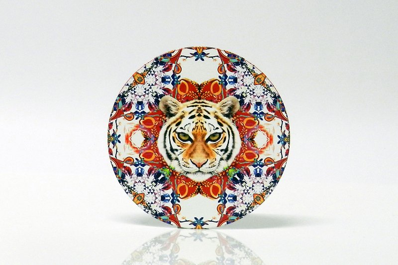 ANDERLOS Andros/printing/painting/kaleidoscope/tiger/round/ceramic/coaster - Coasters - Pottery Multicolor