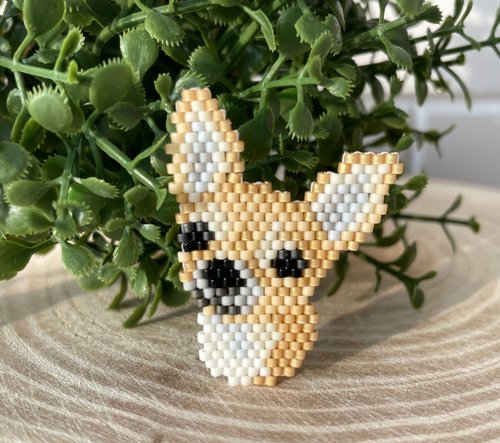 Elena Accessories Art Beaded Chihuahua brick stitch PDF pattern for miyuki delica