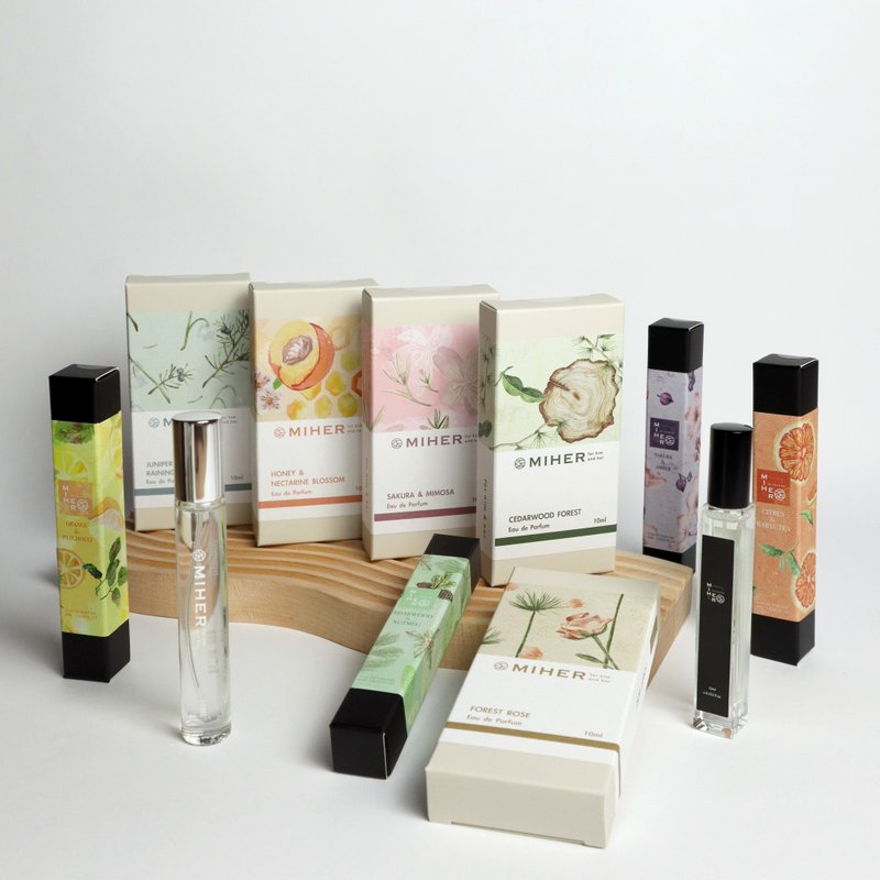 Portable classic perfume 10ml white peach jasmine, cherry blossom amber, cedar forest, cherry blossom mimosa - Perfumes & Balms - Glass Transparent