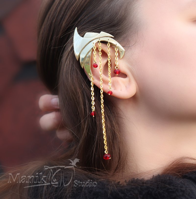 Cuffs Elven ears. Armor - ต่างหู - โลหะ สีทอง