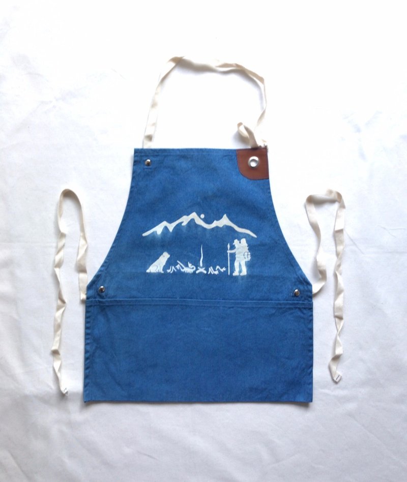 日本製 手染め WORK APRON 10oz CANVAS Indigo dyed 藍染 - 露營用品 - 棉．麻 藍色