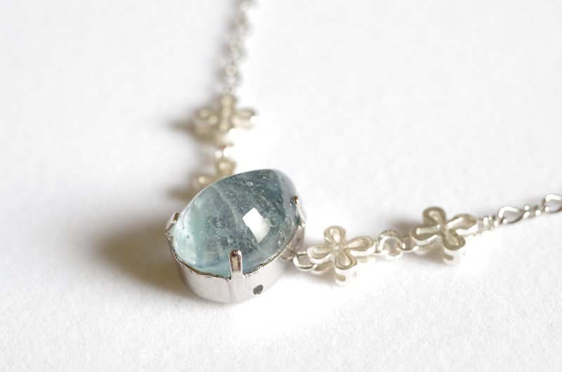 Cast glass drop necklace, Tamayura - Necklaces - Glass Blue