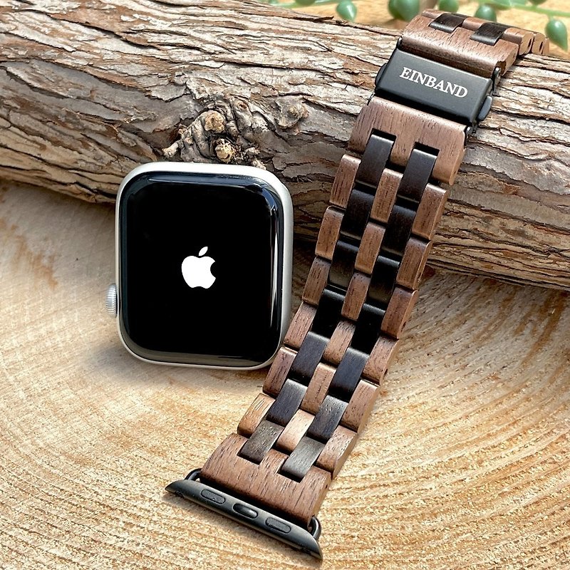 EINBAND AppleWatch Wood Belt Walnut × Sandalwood - นาฬิกาผู้หญิง - ไม้ สีนำ้ตาล