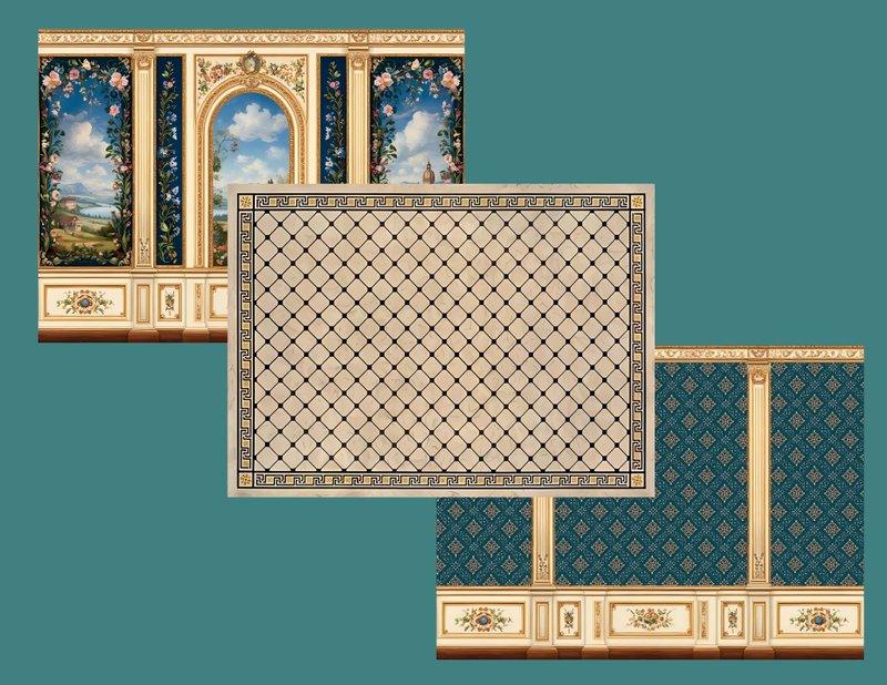 Wallpaper for a dollhouse. 1:12. Author's design. Digital printing. - 其他數位設計 - 其他材質 