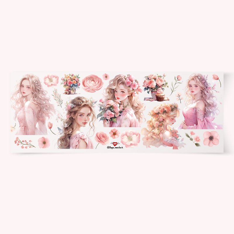 pink girl _ sticker - สติกเกอร์ - วัสดุอื่นๆ 