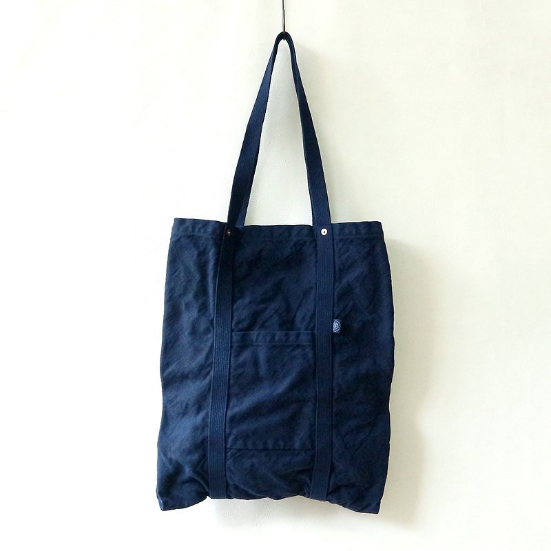 M/S Tote M [dark blue] (VC-46M) - กระเป๋าถือ - ผ้าฝ้าย/ผ้าลินิน สีน้ำเงิน